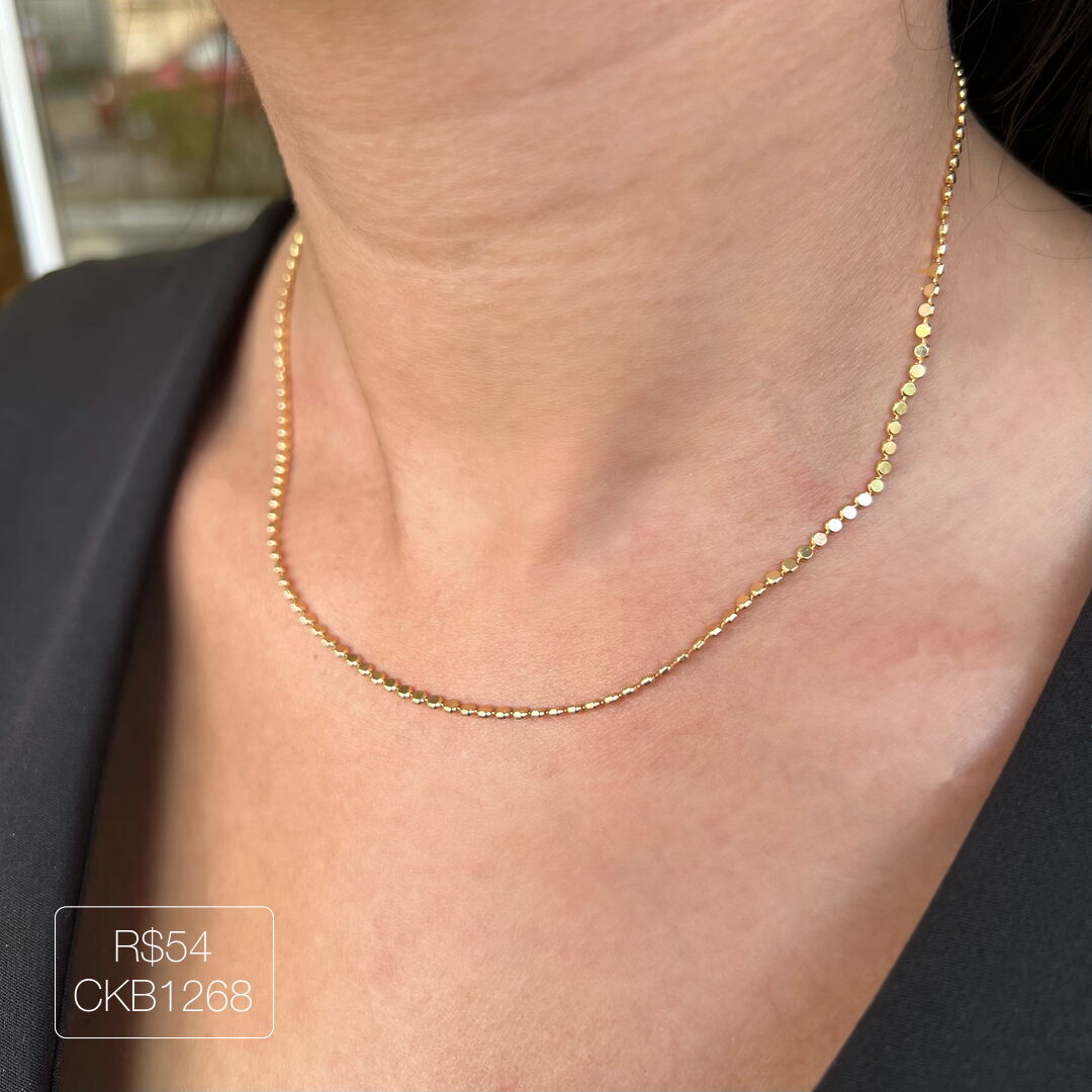 Choker Bolinha Achatada 2024/2 Lisa Dourado